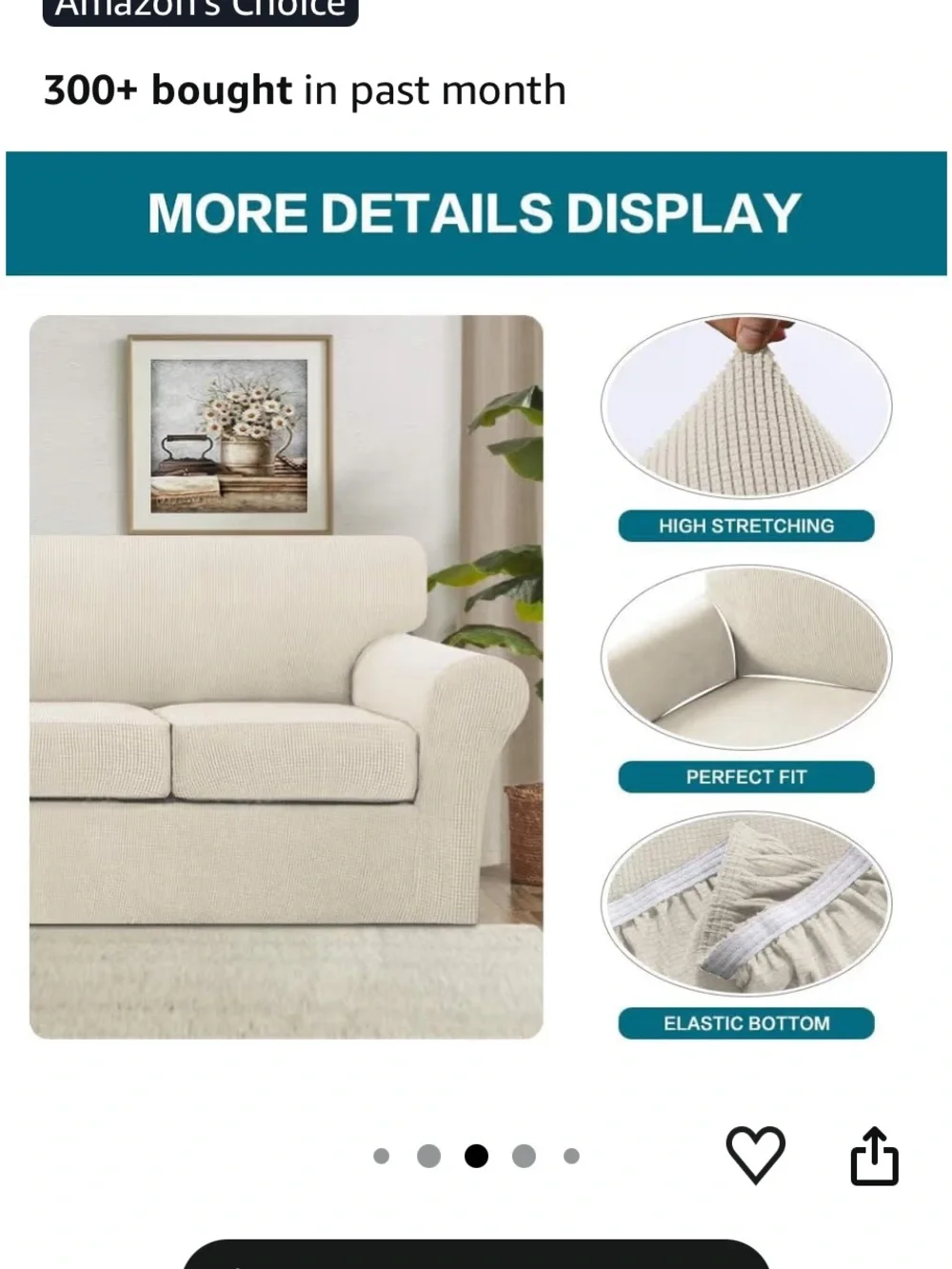 Cream Stretch Furniture Slipcovers - 6 Pieces - Couch and Chair